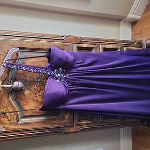 Xscape Purple Beaded Strap Formal Dress